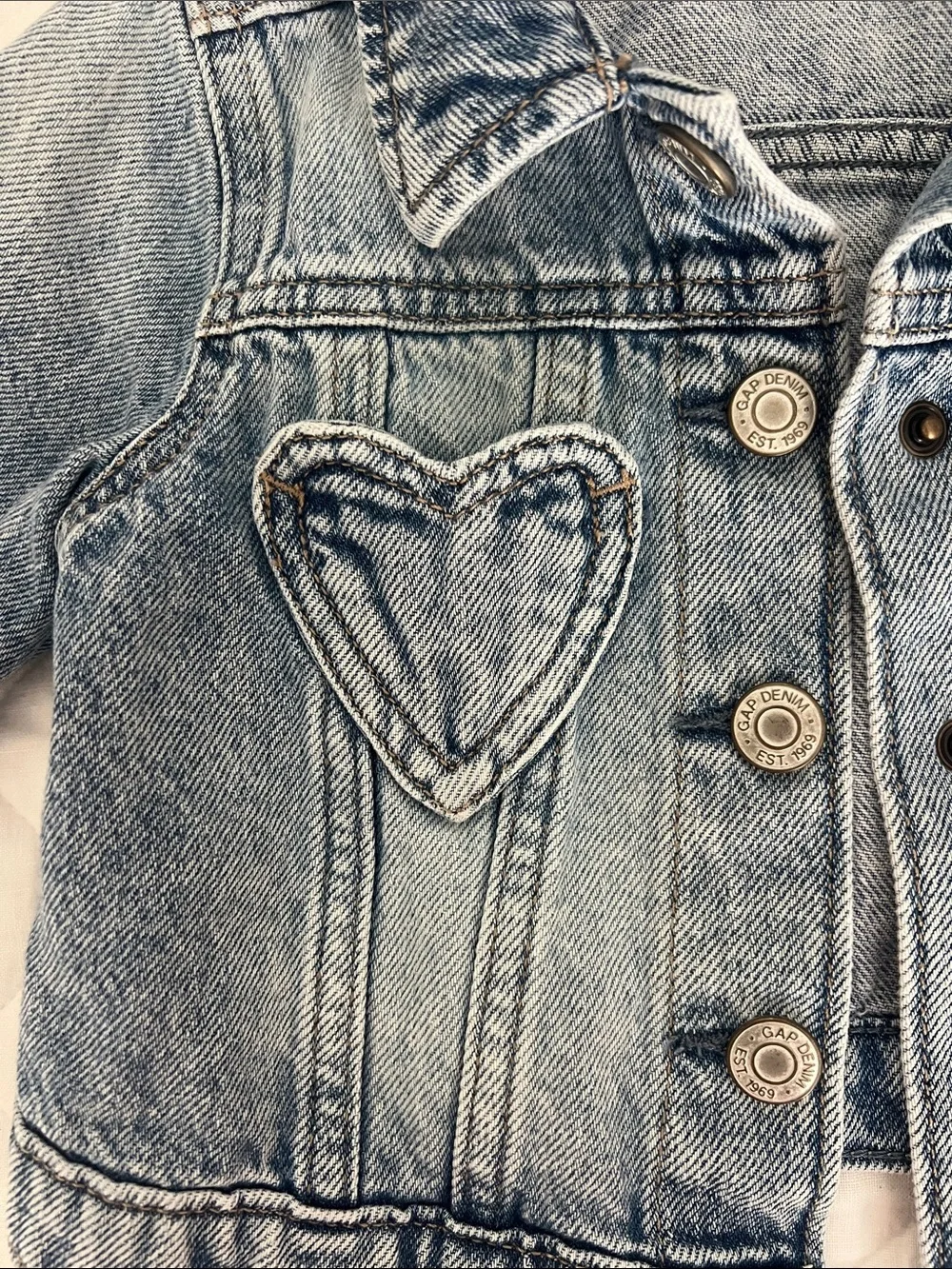 GAP Kids Blue Denim Jacket with Heart Pockets